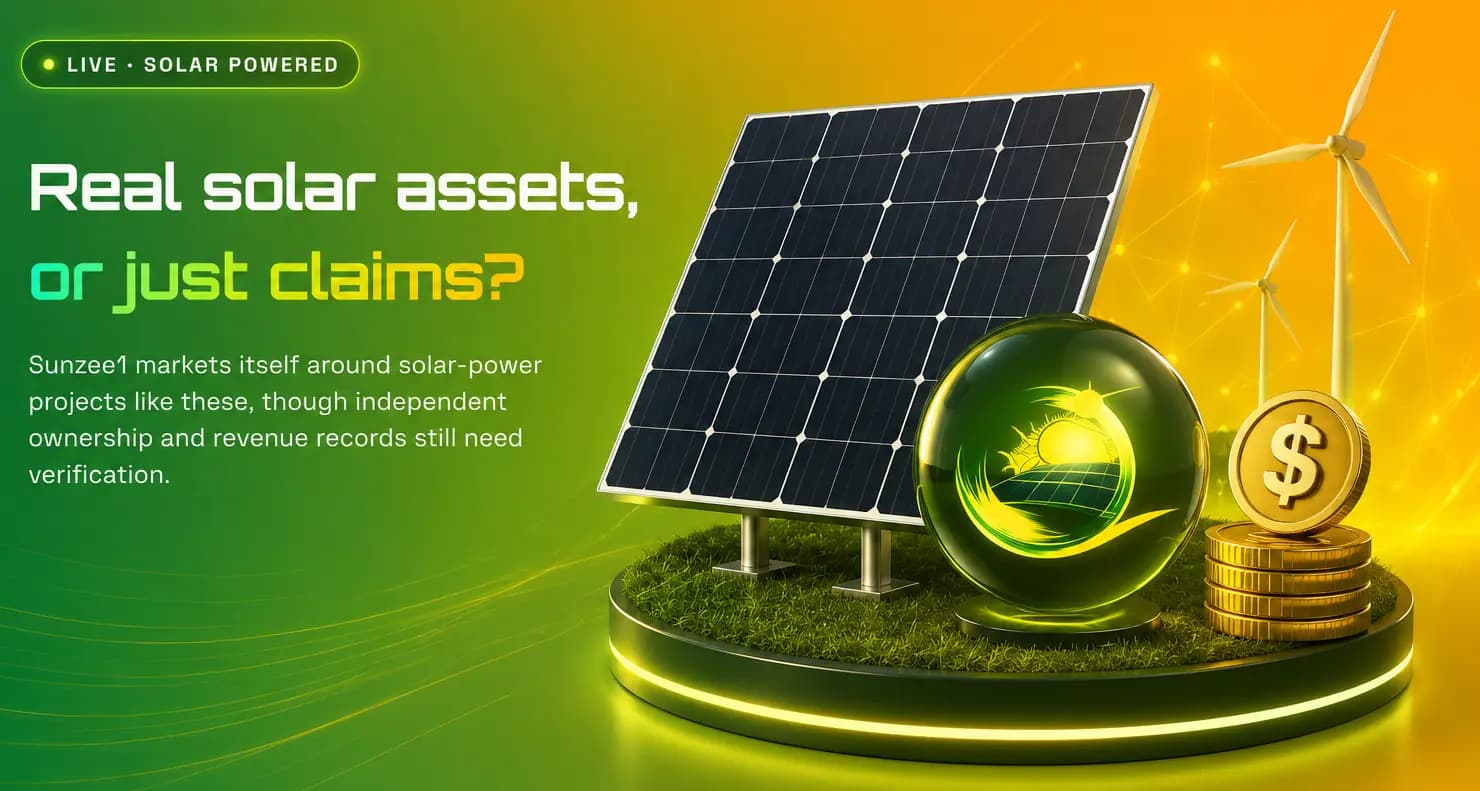 Real solar assets, or just claims? Rows of solar panels in an open field under sunlight